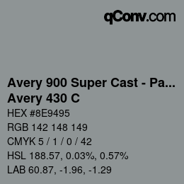 Código de color: Avery 900 Super Cast - Pantone - Avery 430 C | qconv.com