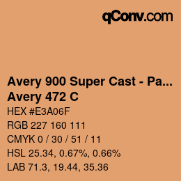 Farbcode: Avery 900 Super Cast - Pantone - Avery 472 C | qconv.com