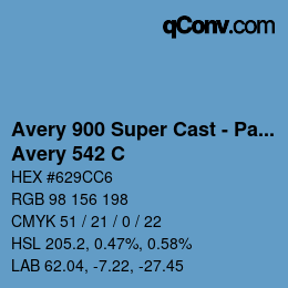 Farbcode: Avery 900 Super Cast - Pantone - Avery 542 C | qconv.com