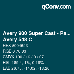 カラーコード: Avery 900 Super Cast - Pantone - Avery 548 C | qconv.com