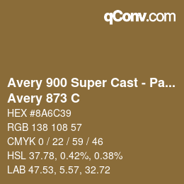 カラーコード: Avery 900 Super Cast - Pantone - Avery 873 C | qconv.com