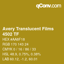 Código de color: Avery Translucent Films - 4502 TF | qconv.com