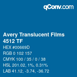 Código de color: Avery Translucent Films - 4512 TF | qconv.com