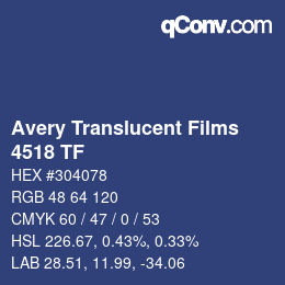 Code couleur: Avery Translucent Films - 4518 TF | qconv.com