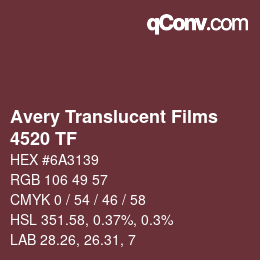 カラーコード: Avery Translucent Films - 4520 TF | qconv.com