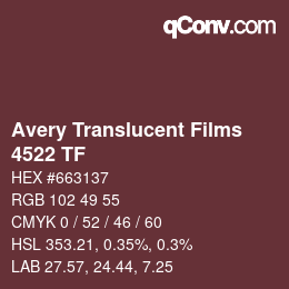 Farbcode: Avery Translucent Films - 4522 TF | qconv.com