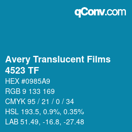 Code couleur: Avery Translucent Films - 4523 TF | qconv.com