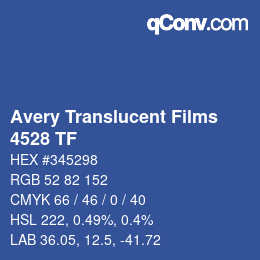 カラーコード: Avery Translucent Films - 4528 TF | qconv.com