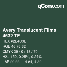 Código de color: Avery Translucent Films - 4532 TF | qconv.com