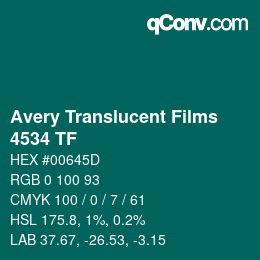 カラーコード: Avery Translucent Films - 4534 TF | qconv.com