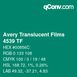 Código de color: Avery Translucent Films - 4539 TF | qconv.com