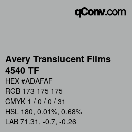 Código de color: Avery Translucent Films - 4540 TF | qconv.com