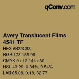 Código de color: Avery Translucent Films - 4541 TF | qconv.com