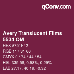 Código de color: Avery Translucent Films - 5534 QM | qconv.com