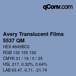 カラーコード: Avery Translucent Films - 5537 QM | qconv.com