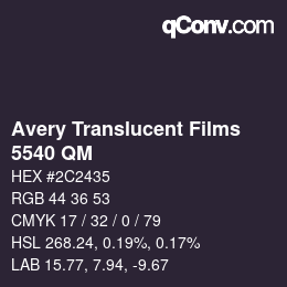 Código de color: Avery Translucent Films - 5540 QM | qconv.com