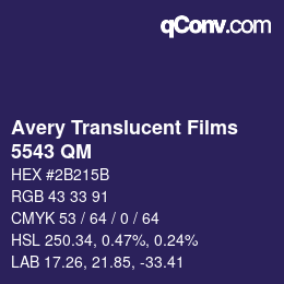 Farbcode: Avery Translucent Films - 5543 QM | qconv.com