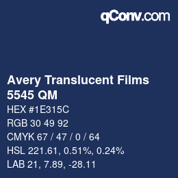 Code couleur: Avery Translucent Films - 5545 QM | qconv.com