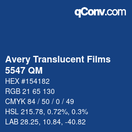 Código de color: Avery Translucent Films - 5547 QM | qconv.com