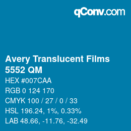 Farbcode: Avery Translucent Films - 5552 QM | qconv.com