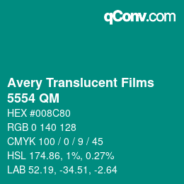 Código de color: Avery Translucent Films - 5554 QM | qconv.com