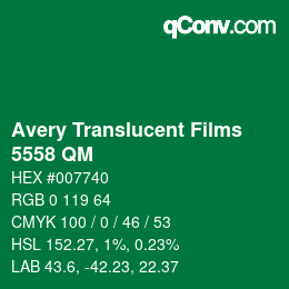 Código de color: Avery Translucent Films - 5558 QM | qconv.com