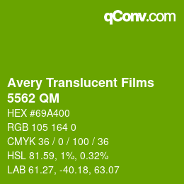 Código de color: Avery Translucent Films - 5562 QM | qconv.com