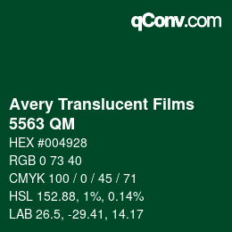 カラーコード: Avery Translucent Films - 5563 QM | qconv.com