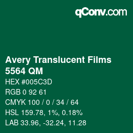 Código de color: Avery Translucent Films - 5564 QM | qconv.com