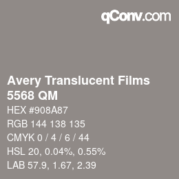 Farbcode: Avery Translucent Films - 5568 QM | qconv.com