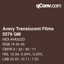 カラーコード: Avery Translucent Films - 5579 QM | qconv.com