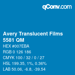 Farbcode: Avery Translucent Films - 5581 QM | qconv.com