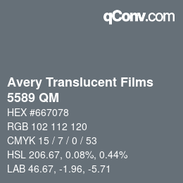 Code couleur: Avery Translucent Films - 5589 QM | qconv.com