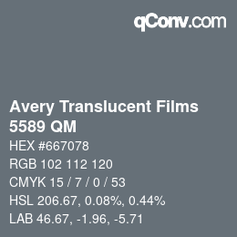 Code couleur: Avery Translucent Films - 5589 QM | qconv.com