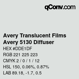 カラーコード: Avery Translucent Films - Avery 5130 Diffuser | qconv.com