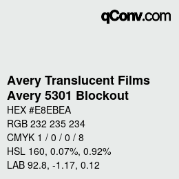 Código de color: Avery Translucent Films - Avery 5301 Blockout | qconv.com