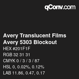 Código de color: Avery Translucent Films - Avery 5303 Blockout | qconv.com