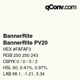 Código de color: BannerRite - BannerRite PV20 | qconv.com