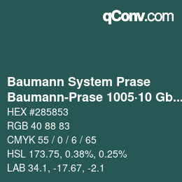 Código de color: Baumann System Prase - Baumann-Prase 1005·10 Gb-Gbb 4 | qconv.com