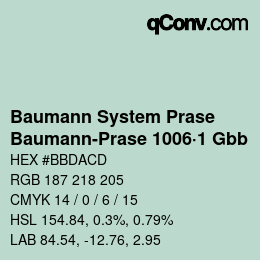Color code: Baumann System Prase - Baumann-Prase 1006·1 Gbb | qconv.com