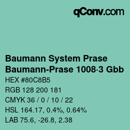 Code couleur: Baumann System Prase - Baumann-Prase 1008·3 Gbb | qconv.com