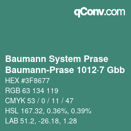 Code couleur: Baumann System Prase - Baumann-Prase 1012·7 Gbb | qconv.com