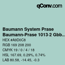 Color code: Baumann System Prase - Baumann-Prase 1013·2 Gbb 1 | qconv.com