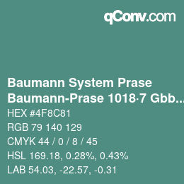 Código de color: Baumann System Prase - Baumann-Prase 1018·7 Gbb 1 | qconv.com