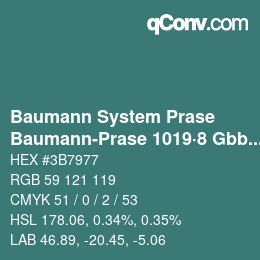 Código de color: Baumann System Prase - Baumann-Prase 1019·8 Gbb 1 | qconv.com