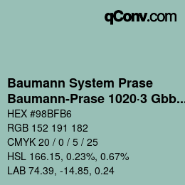 Color code: Baumann System Prase - Baumann-Prase 1020·3 Gbb 2 | qconv.com