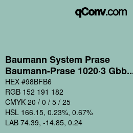 Code couleur: Baumann System Prase - Baumann-Prase 1020·3 Gbb 2 | qconv.com