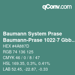 Color code: Baumann System Prase - Baumann-Prase 1022·7 Gbb 2 | qconv.com