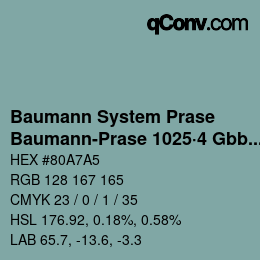 Color code: Baumann System Prase - Baumann-Prase 1025·4 Gbb 3 | qconv.com