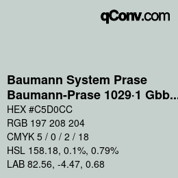 Color code: Baumann System Prase - Baumann-Prase 1029·1 Gbb 4 | qconv.com